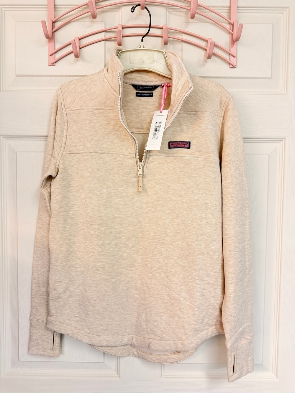 Vineyard Vines Cream Heathered Quarter-Zip Pullover